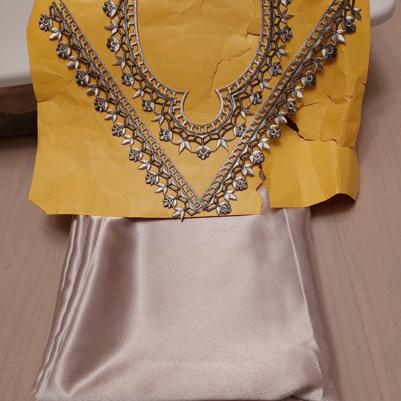 Brand new satin fabric with a beautiful embroidered neckline piece - Picture 1 of 1